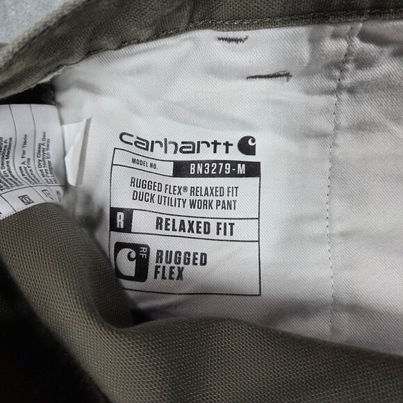 Carhartt Pants Mens 44X32 Moss Green Relaxed Straight Rugged Flex Duck Utility - Picture 8 of 12